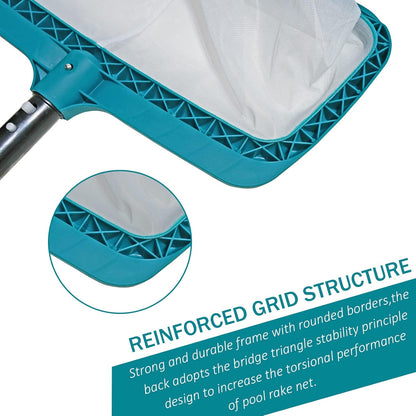 POOLWHALE Professional Pool Skimmer Net - Heavy Duty Leaf Rake with Deep Fine Nylon Mesh Bag | Fast Cleaning & Easy Debris Removal