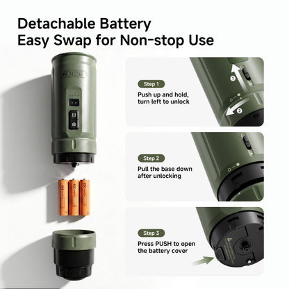 HIBREW H4C Explorer - Portable Electric Espresso Machine, USB-C Rechargeable Coffee Machine for Camping and Travel, Compact for Capsules & Ground Coffee, with Foldable Holder & Carrying Case (Green)