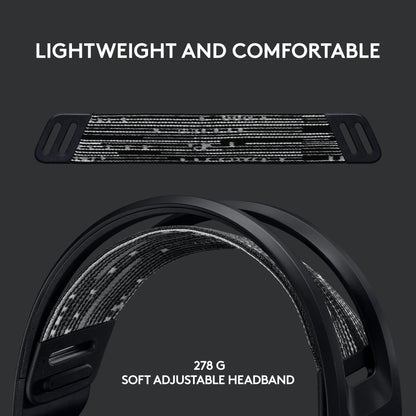 Logitech G733 Lightspeed Wireless Gaming Headset with Suspension Headband, LIGHTSYNC RGB, Blue VO!CE mic Technology and PRO-G Audio Drivers, Lightweight, 29 Hour Battery Life, 20m Range - Black