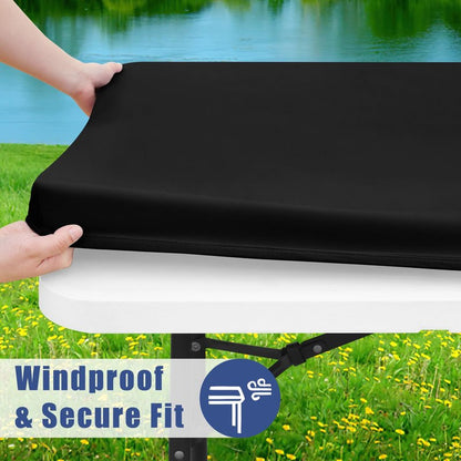 Moosfor Picnic Table Cover with Bench Covers, Elastic Fitted Spandex Tablecloths for 6 Foot Rectangle Tables, Stretch Washable Patio Tablecloth for Outdoor, Camping (Black, 30"x70")