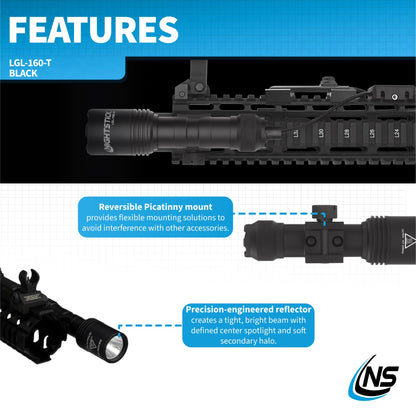 Nightstick LGL-160-T Turbo High Candela Long Gun Light Kit - 2 CR123 - Black