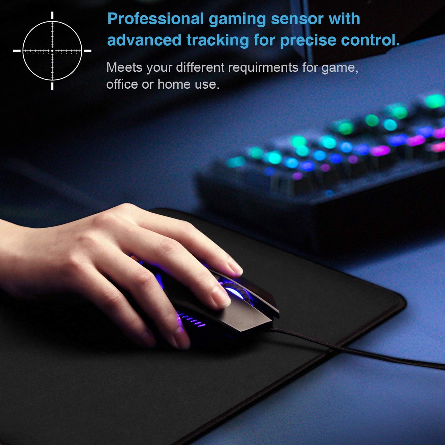 TECKNET Wireless Mouse-USB Ergonomic Optical Cordless Mouse with 8 Buttons,24-Month Battery Life,High-Precision 5 Adjustable DPI for PC/Mac/Laptop