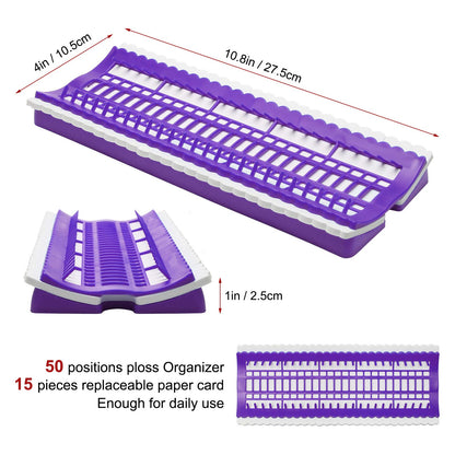 50 Positions Floss Organizer Embroidery Shelf, Luxiv Thread Organizers for Cross Stitch Embroidery Thread Holder with 15Pcs Replaceable Paper Card Sewing Needle, Embroidery Floss Organizer