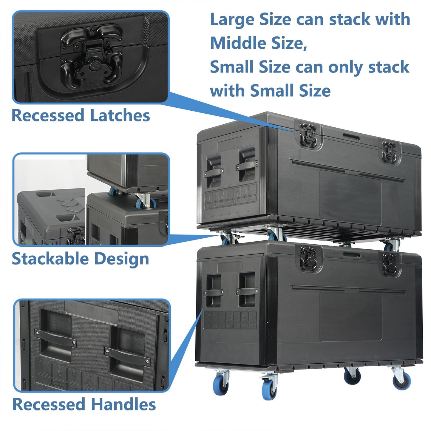 ECGOIOE Cable Trunk Road Case with Wheels 35" x 22" x 24" Professional Stackable Heavy Duty ATA Rolling Road Case for DJ Equipment Storage Transport Touring with Casters