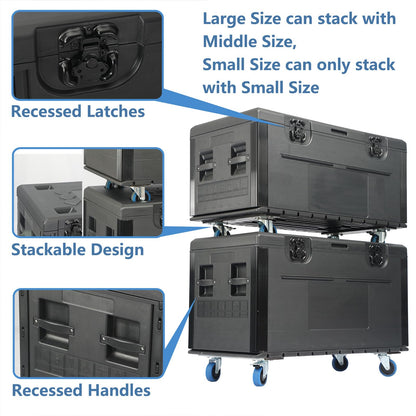 ECGOIOE Cable Trunk Road Case with Wheels 35" x 22" x 24" Professional Stackable Heavy Duty ATA Rolling Road Case for DJ Equipment Storage Transport Touring with Casters