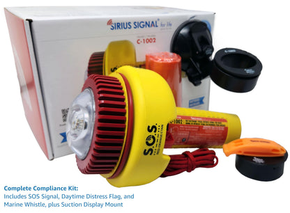 Sirius Signal C-1002 SOS LED Distress Signal - Two-Color & Infrared, USCG Approved, Includes Display Mount, Daytime Flag & Whistle
