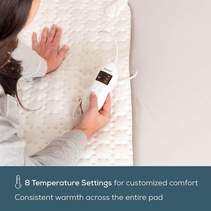 Beurer UWB55 Heated Underblanket with 8 Temperature Settings & Ultra-Soft Fleece, Electric Mattress Pad with Overheat Safety Features, Fast Heating, Machine Washable, 59" x 31.5"