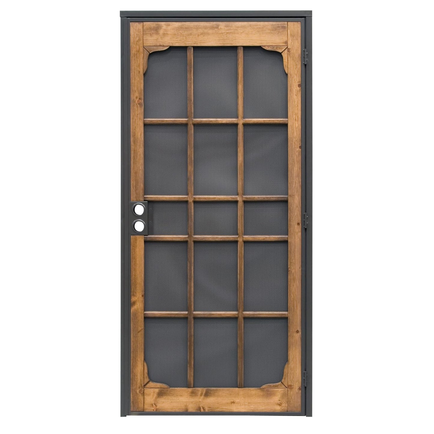 Prime-Line 3809BZ3068-I-WF Woodguard Steel Security Door – Traditional Screen Door Style with the Strength of a Steel Security Door – Steel and Wood Construction, Non-Handed, Bronze (Single Pack)