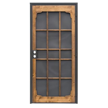 Prime-Line 3809BZ3068-I-WF Woodguard Steel Security Door – Traditional Screen Door Style with the Strength of a Steel Security Door – Steel and Wood Construction, Non-Handed, Bronze (Single Pack)