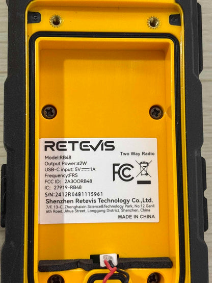 Retevis RB48 2 Way Radio Long Range, IP67 Waterproof Walkie Talkies Adults, Drop-Proof, 2000mAh, Emergency, Heavy Duty Two Way Radios, for Job Site Construction Warehouse(6 Pack)