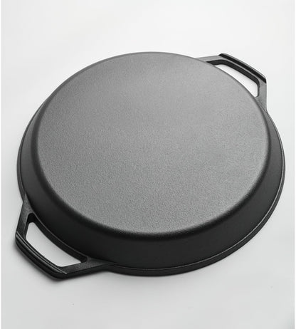 YYMIYU Heavy-Duty Pre-Seasoned Cast Iron Skillet - Dual Assist Handles - Use in the Oven, on the Stove, on the Grill,Commercial or Over a Campfire (20 Inch)