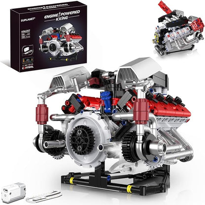 V8 Engine Model Kit That Works with LED Light and APP Control Collectible Set for Adults Visible Car Engine Building Engineering STEM Projects for Kids Boys (700 PCS)