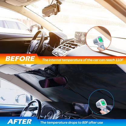 Windshield Sun Shade - Car Windshield Sun Shade for UV Protection Heat Reduction 2025 Sun Visor for Car Interior (55"x31.5")