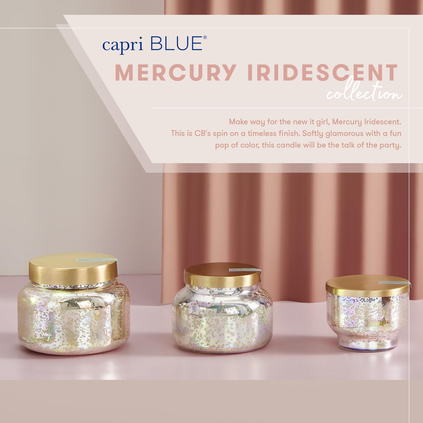 Capri Blue Mercury Iridescent Scented Candles for Home - Long Lasting Decorative Jar Luxury Candles - Gifts for Women & Men - Soy Wax Blend - Volcano (19 oz)