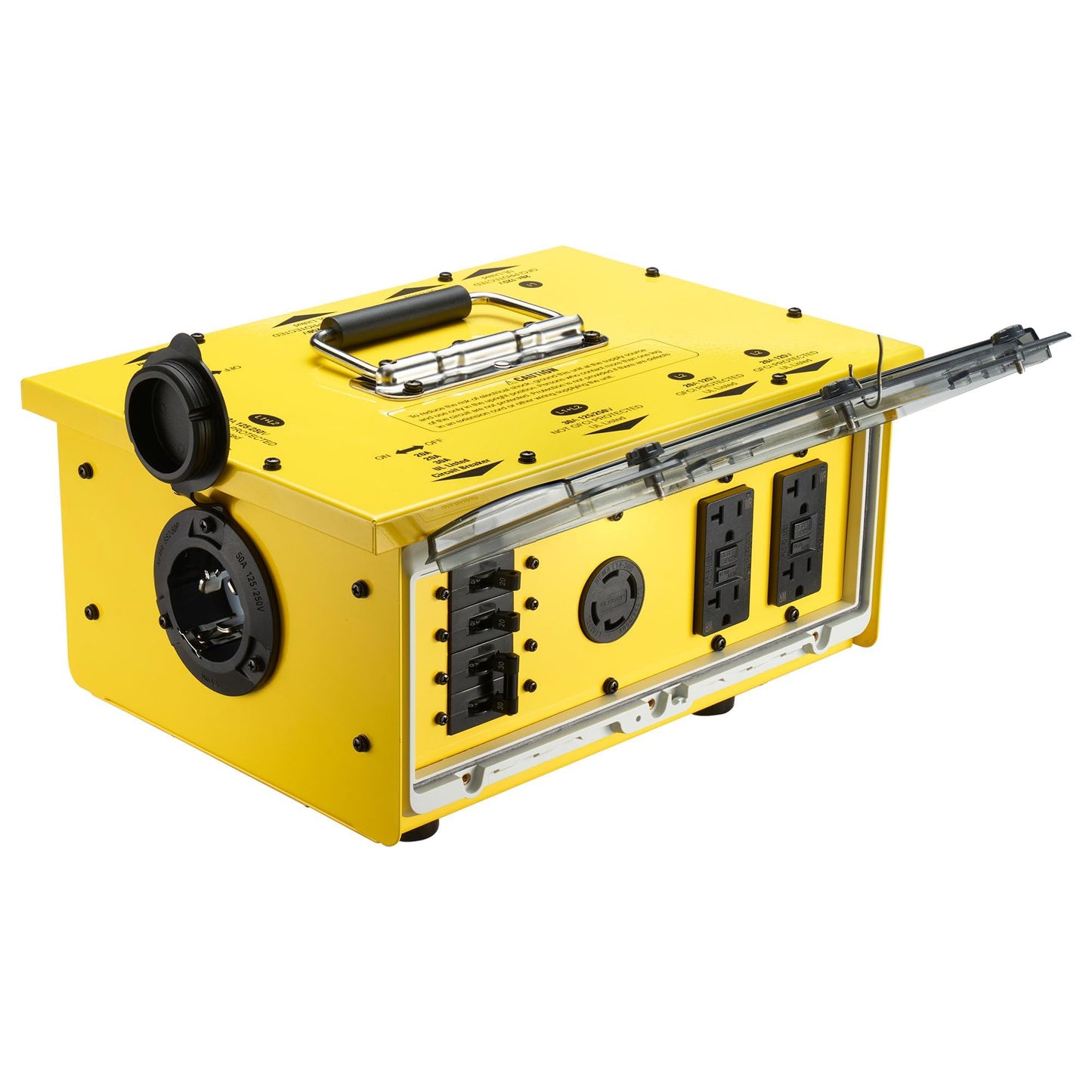 YARWELL Heavy-Duty 50 Amp Power Distribution Box – 125/250V, SS2-50P Inlet, IP67 Waterproof, (8) 20A GFCI 5-20R Receptacles & (2) 30A Locking Outlets for Jobsite, Generator, RV, Outdoor Use