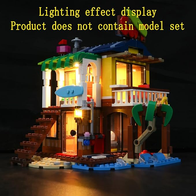 LED Light Kit Compatible with Lego Surfer Beach House - Lighting Set for Creator 31118 Building Model (Model Set Not Included)