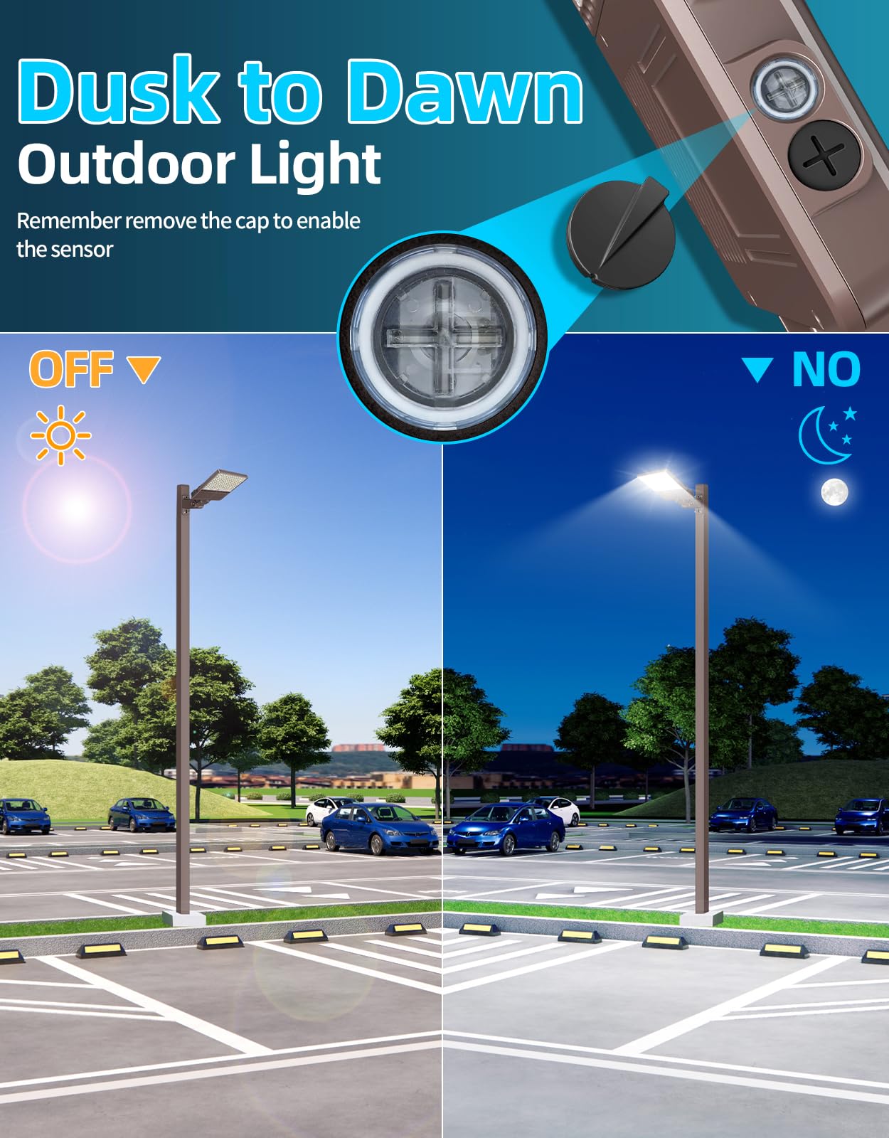 ADUB LED Parking Lot Light 150W 120W 90W Tunable, LED Shoebox Light 5700K 5000K 4500K Adjustable Arm&Slip Fitter, Outdoor Pole Light with Photocell, IP65 Commercial Street Area Flood Lighting