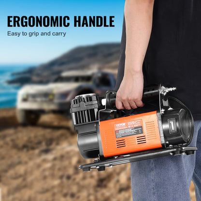 VEVOR 12V Heavy Duty Air Compressor - with Digital Pressure Gauge Tire Inflator Kit, 7.06 CFM Portable Tire Inflator, 150PSI Offroad Air Pump with Adapters for Trucks Car SUV 4 x 4 Vehicle RV