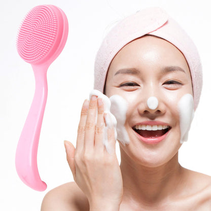 2 Pack Silicone Manual Facial Cleansing Brush, Skin Friendly Waterproof Face Cleaning Scrubber Exfoliator Cleanser for Blackheads Whiteheads Makeup Residues Removal- Blue & Pink