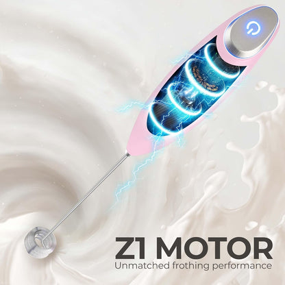 Zulay Kitchen Tornado Triple Whisk Milk Frother - Handheld Foam Maker for Coffee & Lattes - Includes 4 Duracell Batteries - Candy Color