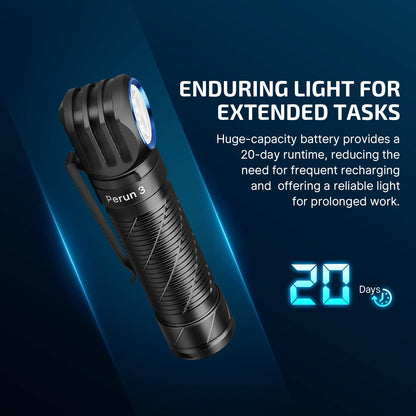 OLIGHT Perun 3 Rechargeable Headlamp Flashlight, 3000 Lumens LED Headlight with Red Light, Waterproof Head Lamp with Headband for Outdoor Camping, Hiking, Working(Black)