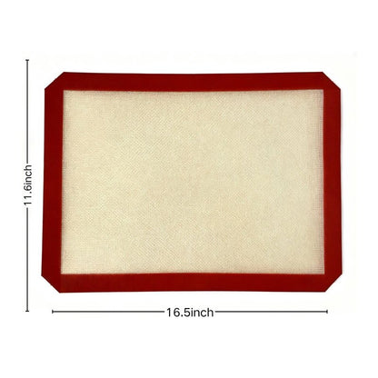 MASALACO Silicone Baking Mat, 2 Pack Reusable Baking Silicone Mat, Non stick Baking Mat Biscuit Slices Oven Baking Mat 16.5 x 11.6, Red