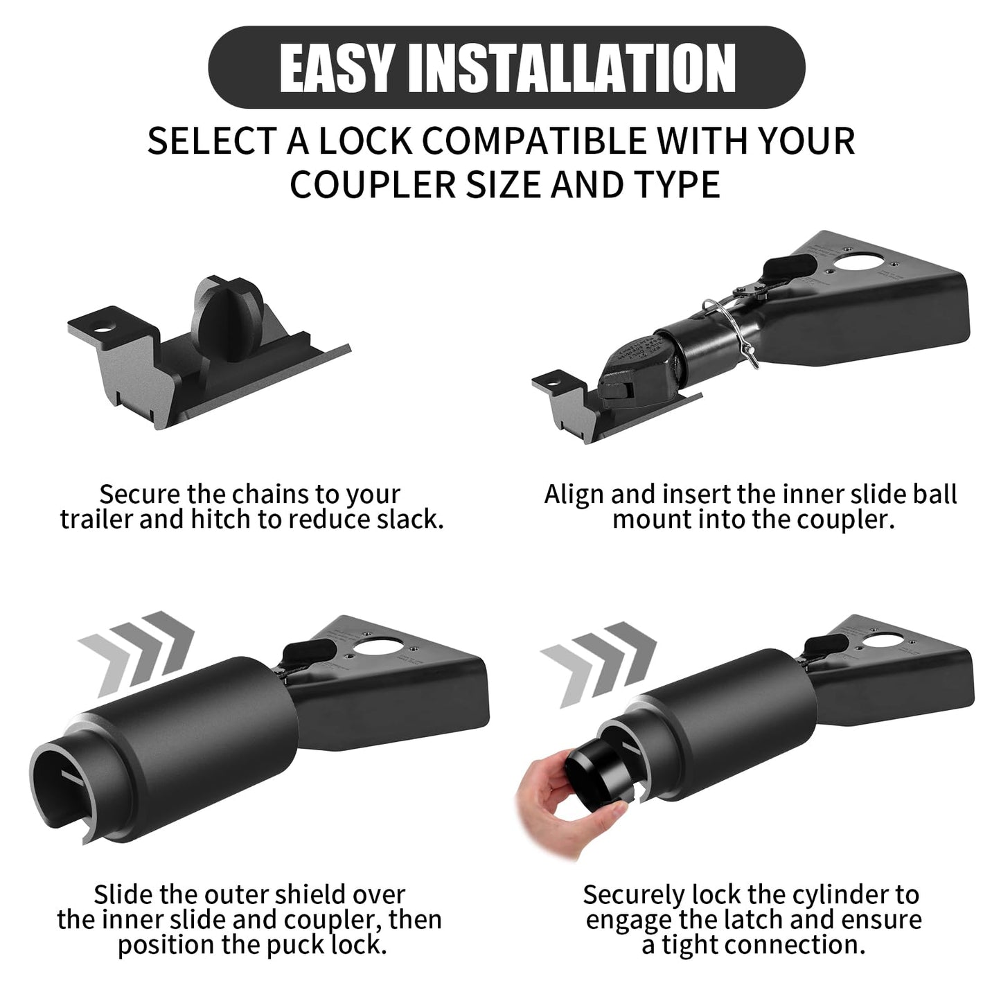 NiwNiw 2516-B Heavy Duty Trailer Hitch Lock 2-5/16 Inch Bulldog or Ram Ball Coupler Anti-Theft,Travel RV/Camper/Boat/Truck/ATV/UTV/Flatbed/Cargo/Dump/Utility Trailer Tongue Lock Secure Design
