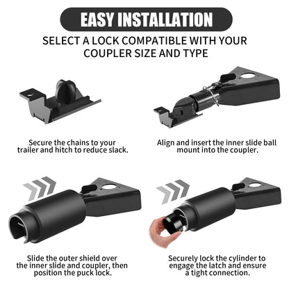 NiwNiw 2516-B Heavy Duty Trailer Hitch Lock 2-5/16 Inch Bulldog or Ram Ball Coupler Anti-Theft,Travel RV/Camper/Boat/Truck/ATV/UTV/Flatbed/Cargo/Dump/Utility Trailer Tongue Lock Secure Design