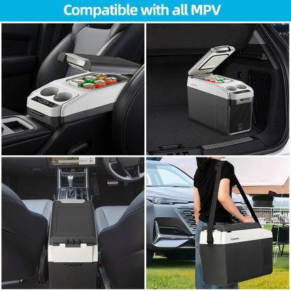Tecnolove 12 Volt Center Console Fridge,Car Refrigerator 16QT(15L) Cooler (-4℉-50℉),Car Refrigerator RV Fridge,Portable Electric Cooler with 12/24V DC&110V AC, For MPV,RV,Van