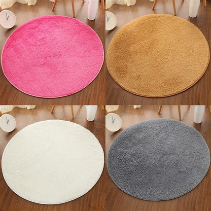 Skiennix Plush Round Rug - Soft Indoor Modern Area Rug for Kids' Bedroom | Grey 2 Feet