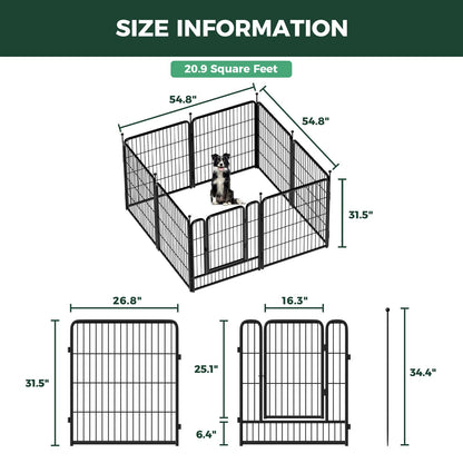FXW Rollick Unleashed Dog Playpen for Indoor, Yard, RV Camping, 32 inch 8 Panels for Small and Medium Dogs│Patented