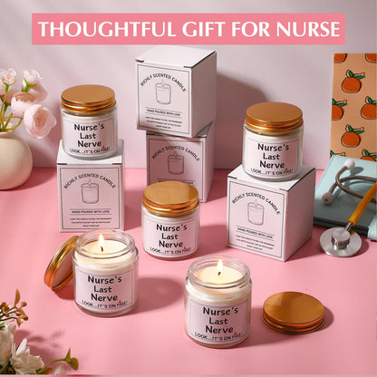 MTLEE 8 Pcs Nurses Gifts Bulk for Women, Nurse's Last Nerve Scented Candles 3.5 oz Candle CNA Gifts for Christmas Women Female Graduation Birthday Present