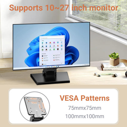 Jakeko Lay Flat Low Profile Monitor Stand - for 14-24" Screens Ergonomic Adjustable Desktop Mount with 100x100mm Compatibility - Steel