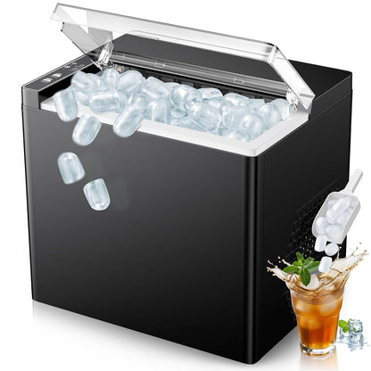 Ice Makers Countertop, 9 Ice Cubes in 6 Mins Portable Ice Maker, 2 Sizes of Bullet Ice (S/L) Small Ice Machine for Home Kitchen Camping (Onyx)