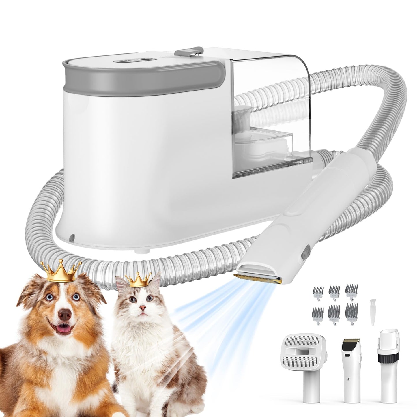Ozumek Dog Grooming Vacuum, Dog Grooming Kit, 3 Suction Modes Dog Brush Vacuum with 5 Pet Grooming Tools (Alabaster)
