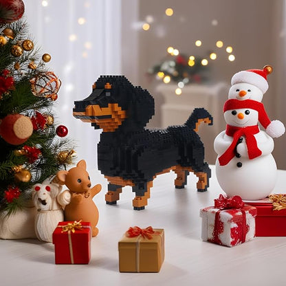Larcele Micro Building Blocks Animal Set DIY Mini 3D Building Toy Bricks836 Pieces KLJM-05(Dachshund)