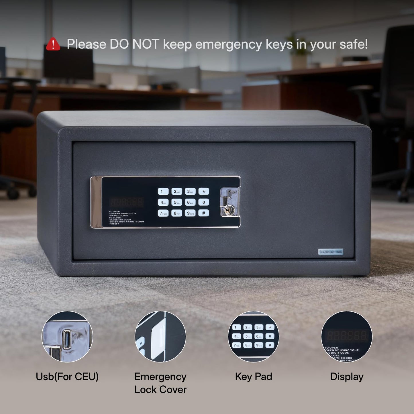 NORTHSKY Safe Box, 0.9 Cubic Feet Safety Box for Home, Anti-theft Fireproof Lock Box with Digital Keypad Key Lock, Safe for Valuables Jewelry, Cash and Documents, 16.6"W x 14.6"D x 7.87"H