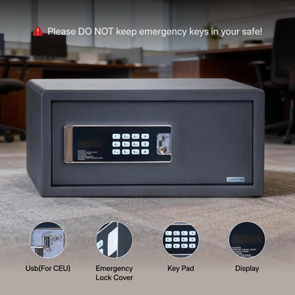 NORTHSKY Safe Box, 0.9 Cubic Feet Safety Box for Home, Anti-theft Fireproof Lock Box with Digital Keypad Key Lock, Safe for Valuables Jewelry, Cash and Documents, 16.6"W x 14.6"D x 7.87"H