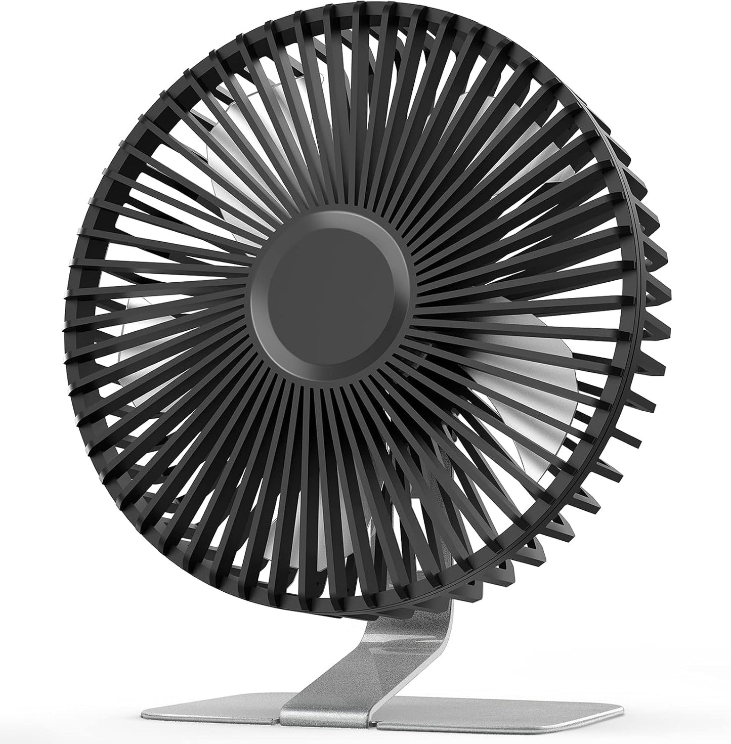 SLENPET USB Mini Desk Fan - 6 Inch Ultra-Quiet, 4 Speeds, 90° Adjustable, Portable Silver Fan for Home Office