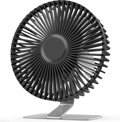 SLENPET USB Mini Desk Fan - 6 Inch Ultra-Quiet, 4 Speeds, 90° Adjustable, Portable Silver Fan for Home Office