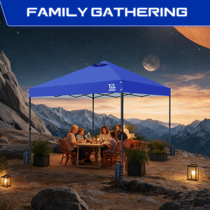 FANPAT 10x10 Pop Up Canopy Tent,300D Silver-Coating Top,1-Person Setup Commercial Heavy Dury Canopy Tent Instant Portable Shelter and Carry Bag, Bonus 8 Stakes and 4 Weights(Blue)