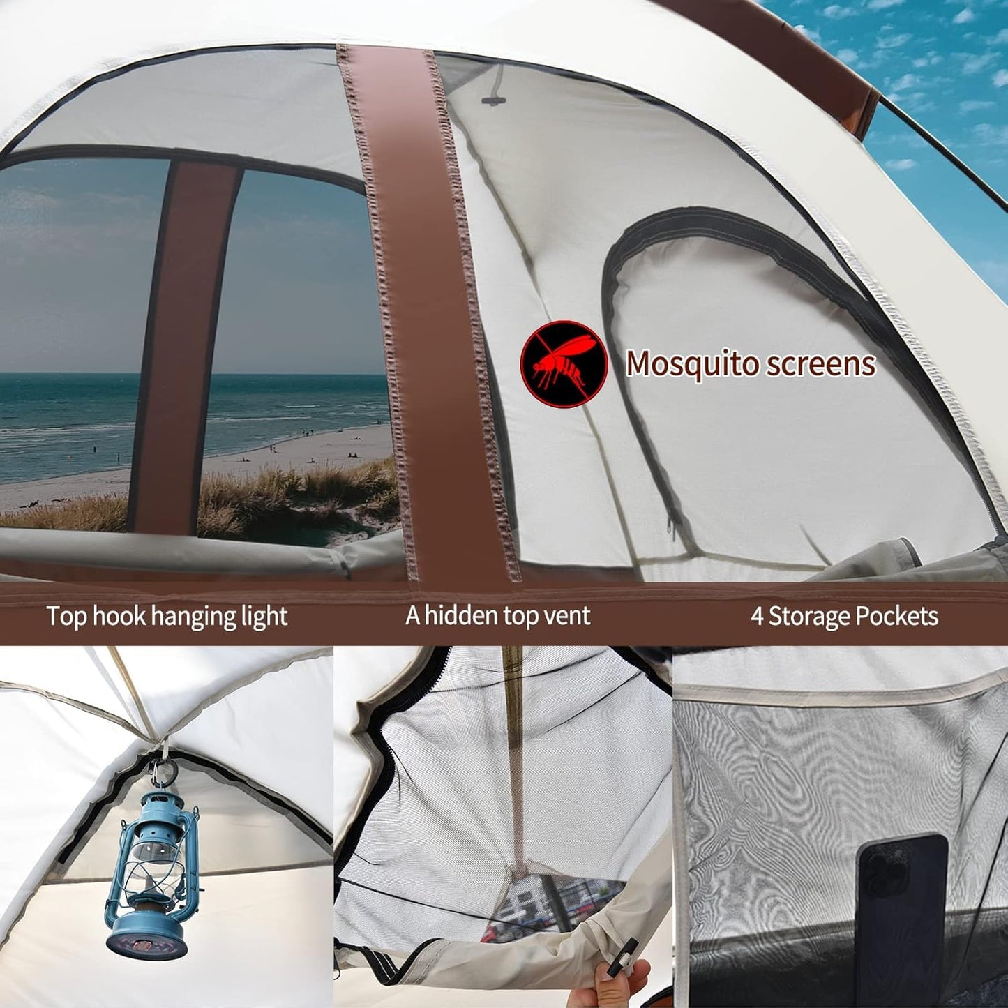 Tecoom Truck Tent Waterproof PU3000mm Double Layer for 5.5-5.8ft Pickup Bed, Portable 2 Person Compact Full Size Bed for Back of Truck Camping Beach Tent with Rain Fly