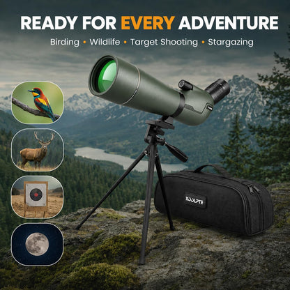 25-75x85 Spotting Scope with ED Glass, Phone Adapter, Tripod & Carrying Bag - Fully Multi-Coated BAK4 Waterproof Zoom Spotter Scope for Bird Watching, Wildlife Viewing, Hunting (Black)