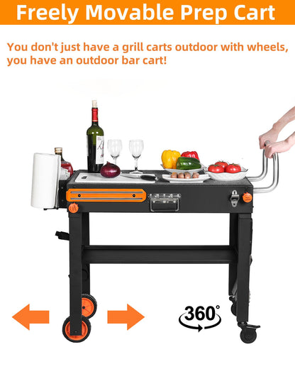 JiRiCHMi Grill Table For Blackstone Griddle 22 and 17 Inch, Grill Carts Outdoor With Wheels, Heavy-Duty Grill Stand, Foldable Quickly Blackstone Stand Suitable for Travel/Camping And Outdoor Meals