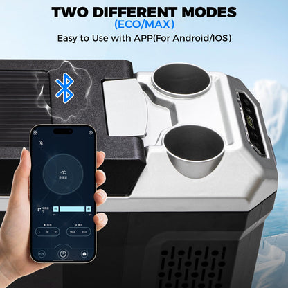 Center Console Fridge with Bluetooth APP Control,Car Refrigerator 16QT Portable Freezer Compressor Cooler (0°F ~ 64°F”),Car Refrigerator RV Fridge 12/24V DC&110V AC for MPV,RV,Travel,SUV, Van Camping