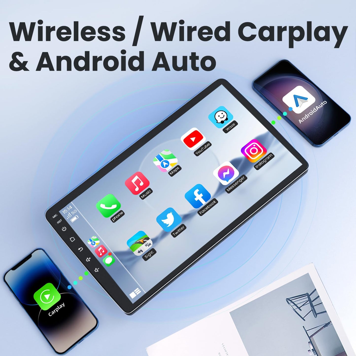 [4+64G] Car Radio Stereo for Jeep Patriot Compass 2010-2016: 10 inch 1280 * 800 IPS HD Touch Screen Replacement with Wireless CarPlay Android Auto 5GWiFi GPS Bluetooth Backup Camera SWC FM