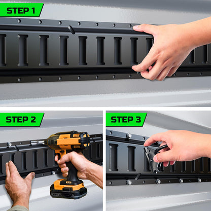Trekassy 8ft E Track Rail Kit with 4 Ratchet Straps & 4 O-Rings, Heavy-Duty Powder-Coat Black 8' Etrack(4Pack, 48 Slots/Rail) for Vans, Trucks, Garages, Trailer Tie Down System