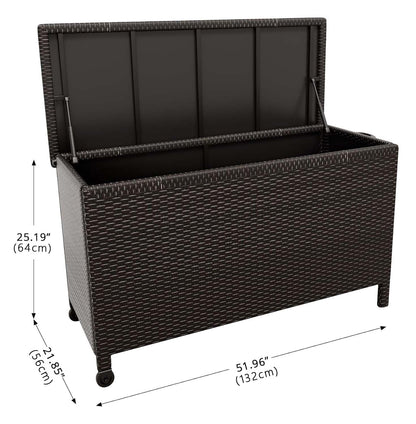 Wicker Deck Box, 125 Gallon All-Weather Outdoor Storage Box, Rattan Storage Bin for Patio Furniture, Outdoor Cushions, Pool Storage and Garden Tools, Brown