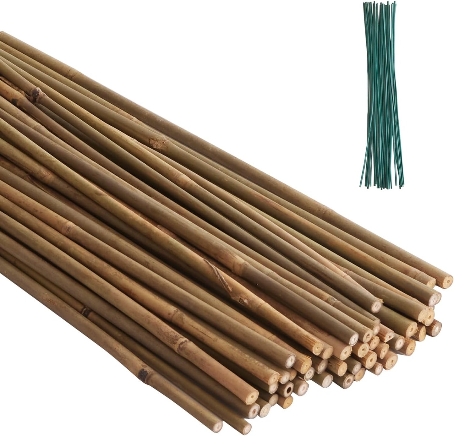 Bamboo Stakes - Eco-Friendly Plant Support Poles for Tomatoes, Beans & Flowers | 50-Pack, 4.8FT Height
