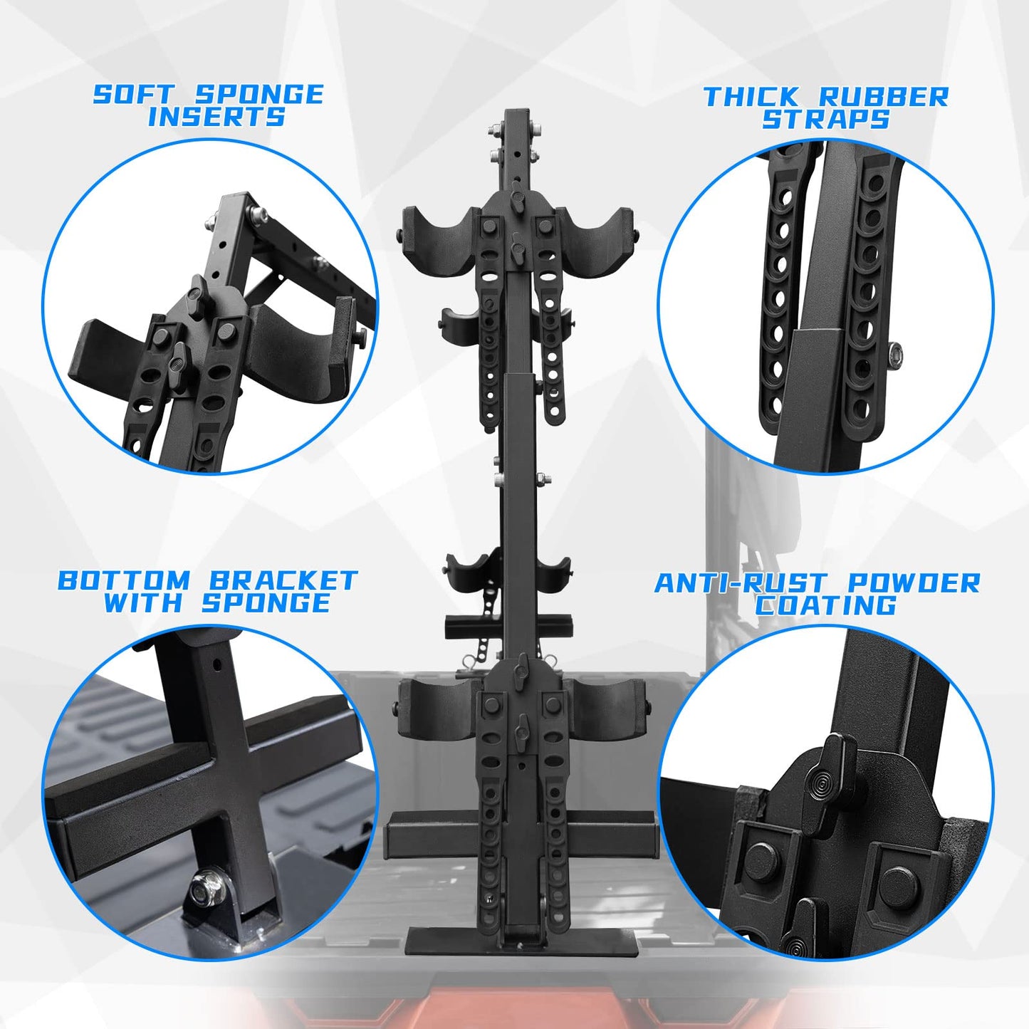 KEMIMOTO UTV Hunting Tool Holders Sporting Clays, UTV Tool Holder Rack Universal 4 Tools Rack with Rubber Snubbers Compatible with Polaris Ranger General Golf Cart